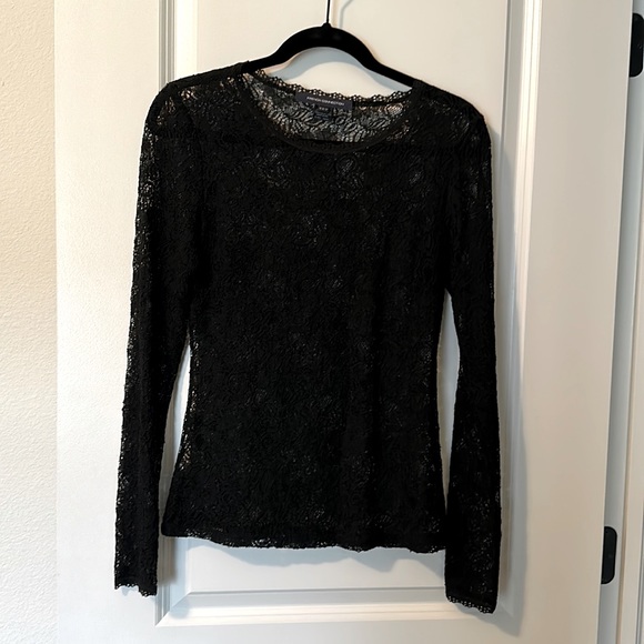 French Connection Tops - French connection black lace stretchy long sleeve top. Size 6 US